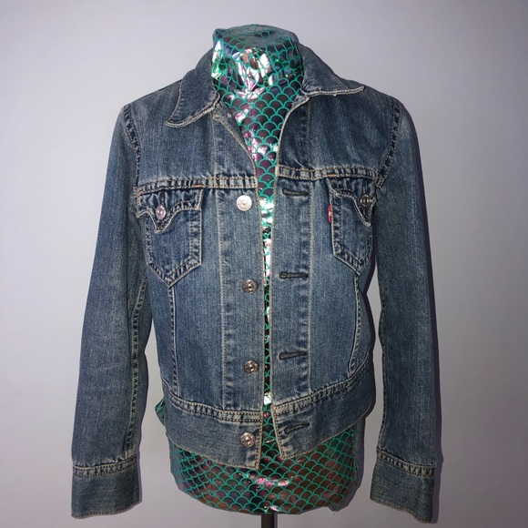 Levi's padded denim jacket, size M, men's cotton black type Vintage Second Hand